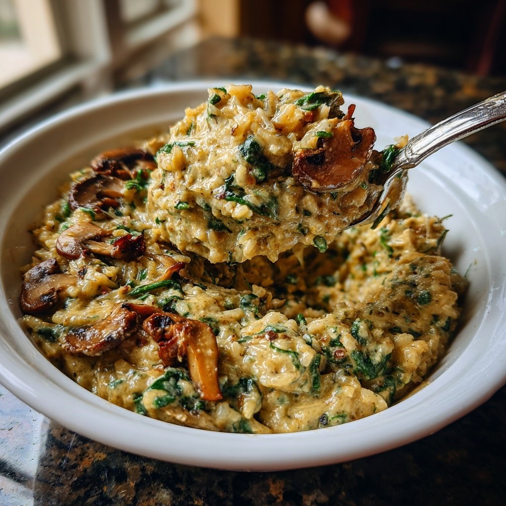 Creamy Mushroom Spinach Rice
