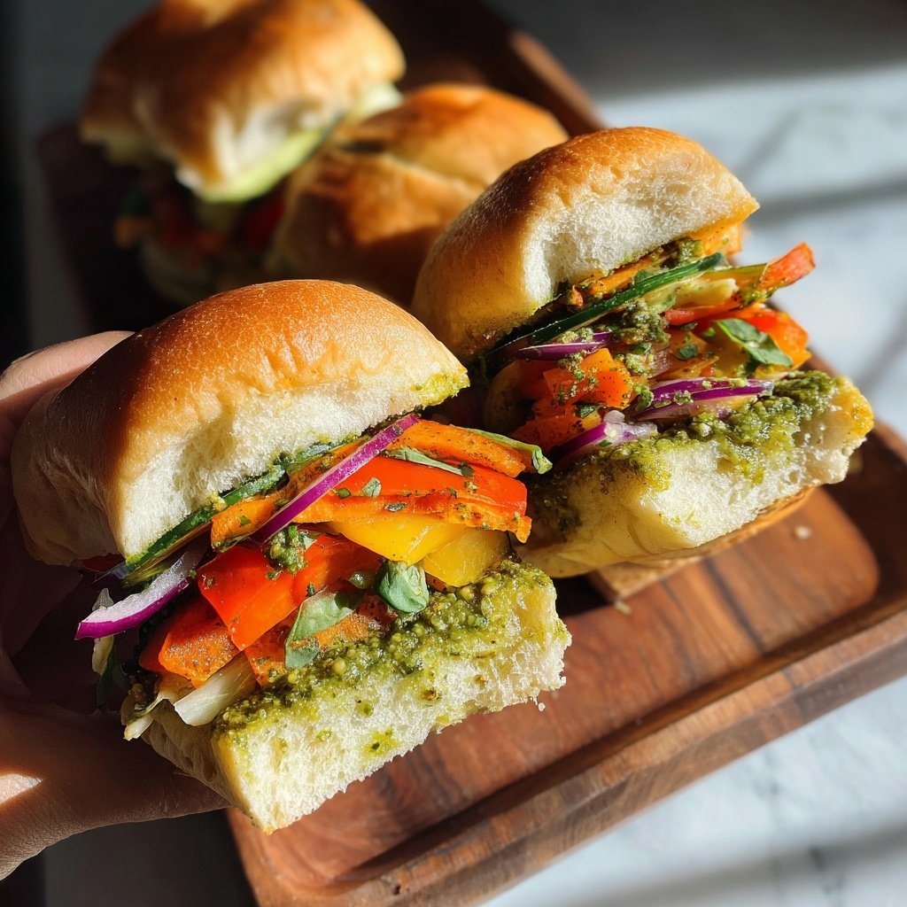 Veggie Sliders with Pesto Spread