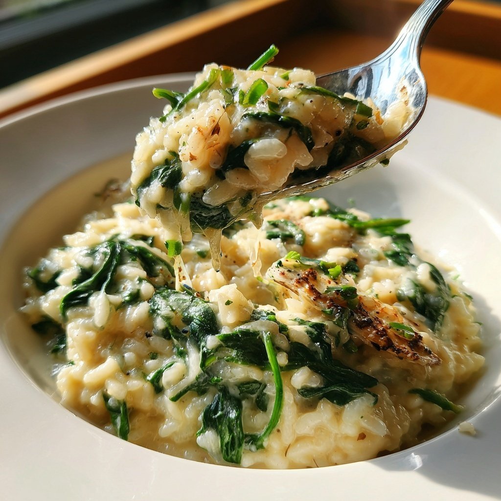 Creamy Garlic Rice with Spinach