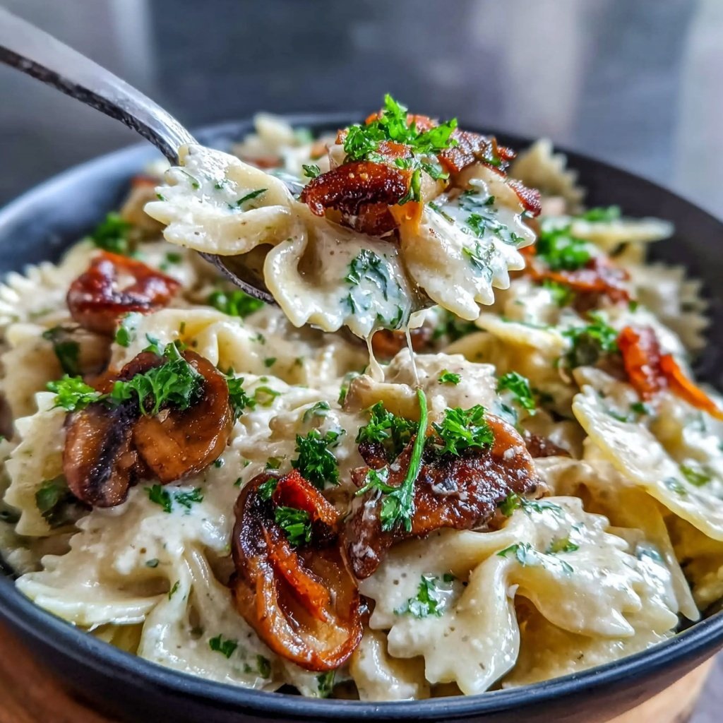 Bow Tie Pasta With Mushroom Cream Sauce